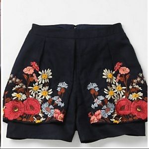 Anthropologie Elevenses embroidered skirty boho shorts